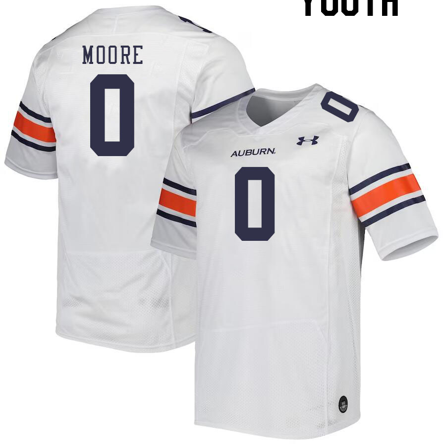 Youth #0 Koy Moore Auburn Tigers College Football Jerseys Stitched-White